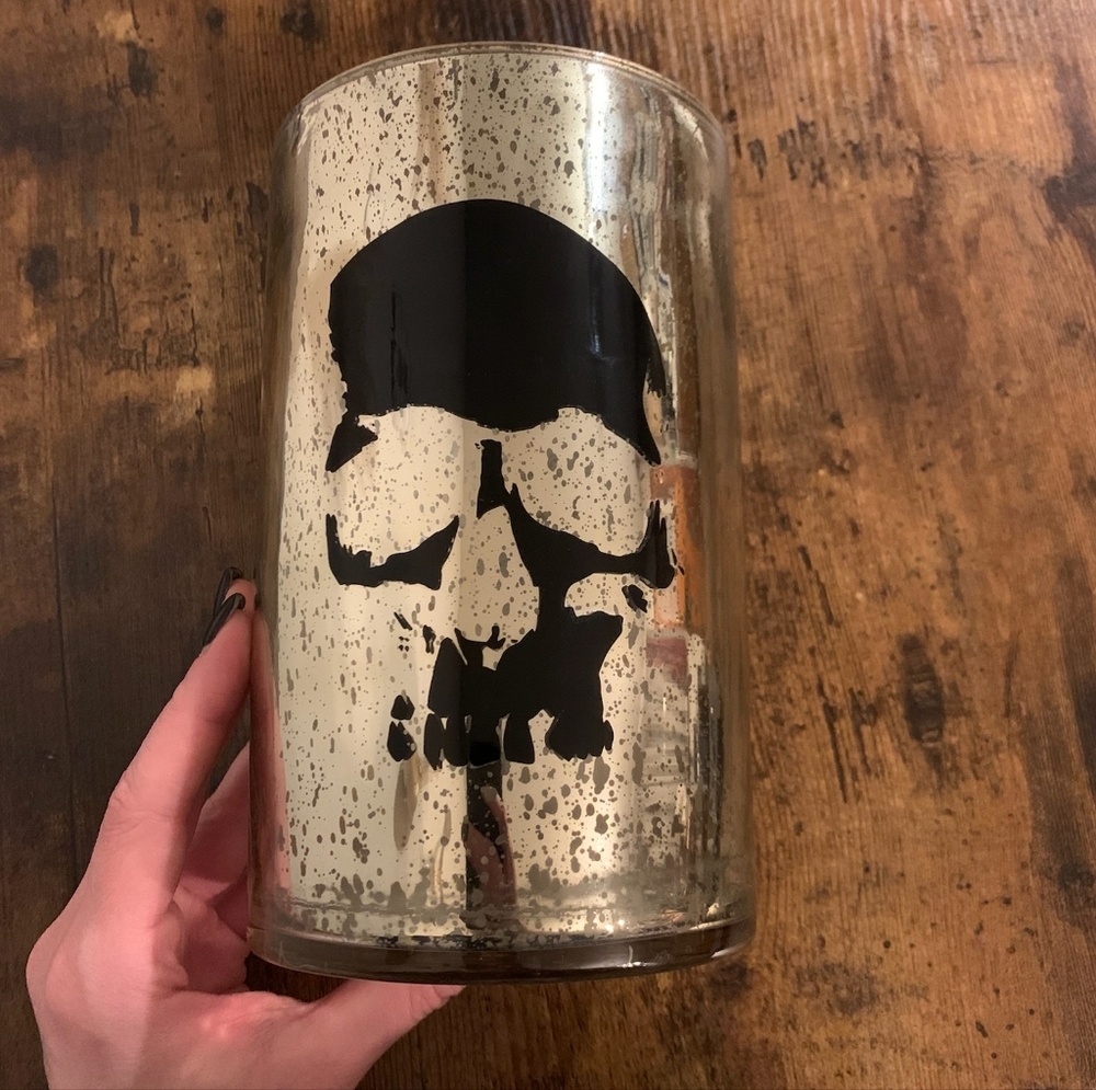 Halloween Skull Glitter Speckled Vase